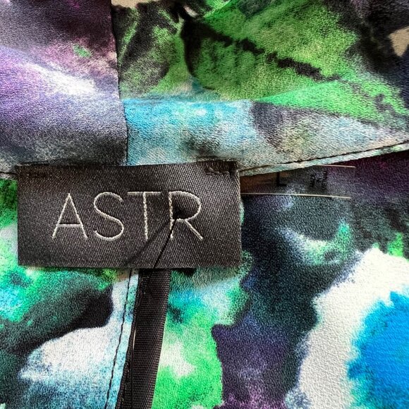 ASTR Size L NEW Black Multicolor Floral Open Front Long Sleeve Sheer Blazer - Picture 2 of 14